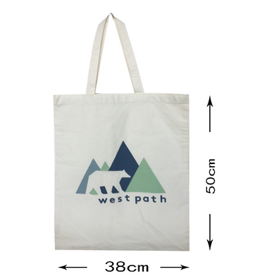 100 saco de compras natural da lona dos por cento CMYK 38x50cm 4OZ