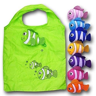 Saco de compras de dobramento de nylon colorido dos peixes 210D 40x50cm CMYK
