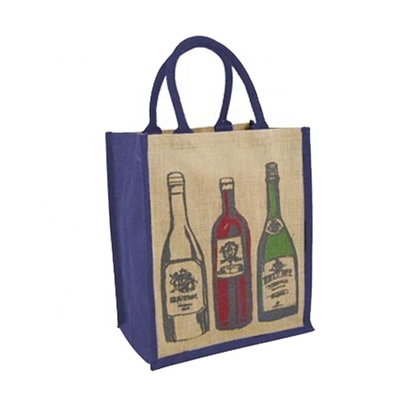 Saco de compras de serapilheira do vinho 27x18x30cm da garrafa da embalagem 6