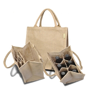 Saco de compras de serapilheira do vinho 27x18x30cm da garrafa da embalagem 6