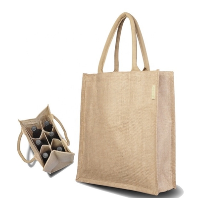 Saco de compras de serapilheira do vinho 27x18x30cm da garrafa da embalagem 6