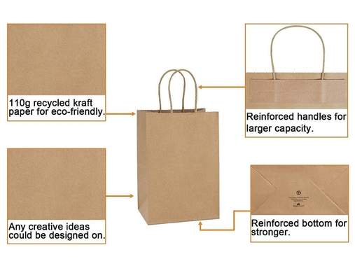 Saco de papel não tecido de Brown Kraft 200gsm CMYK 26x12x33cm